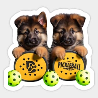 German Shepherd Puppies Pickleball Design Sticker